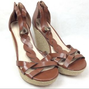 Torrid Brown tall wedges size 10 faux leather
